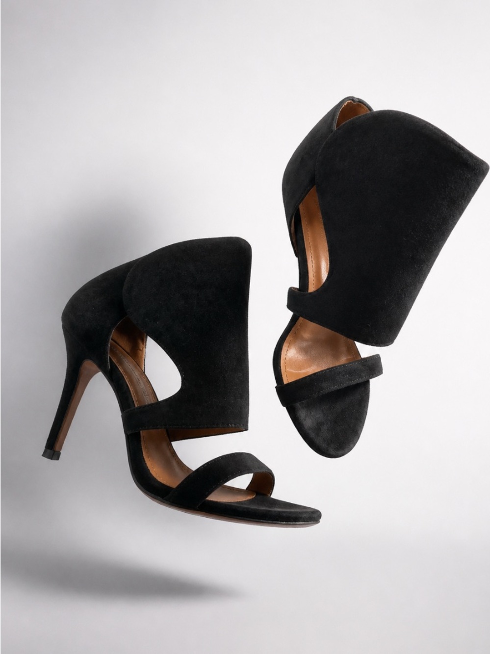 & Other Stories Black Suede High Heel Open-Toe Sandals